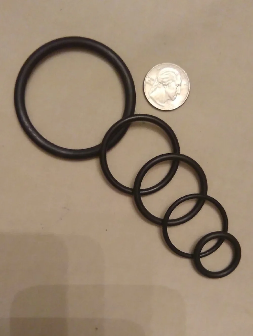 Set of 5 C-ring Black Rubber - Multi Size Pack, #10
